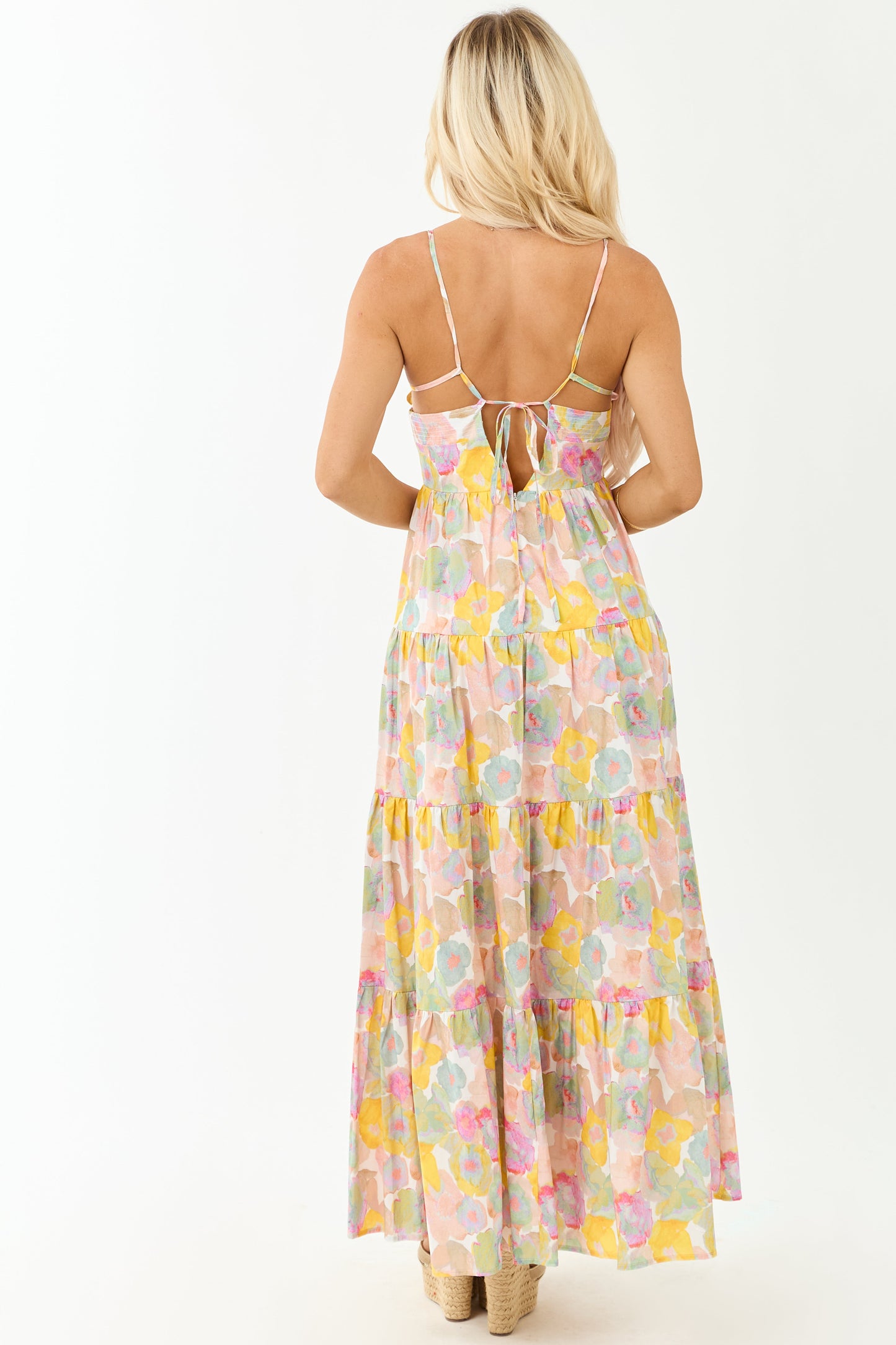 Blush Floral Print Sleeveless Cotton Maxi Dress