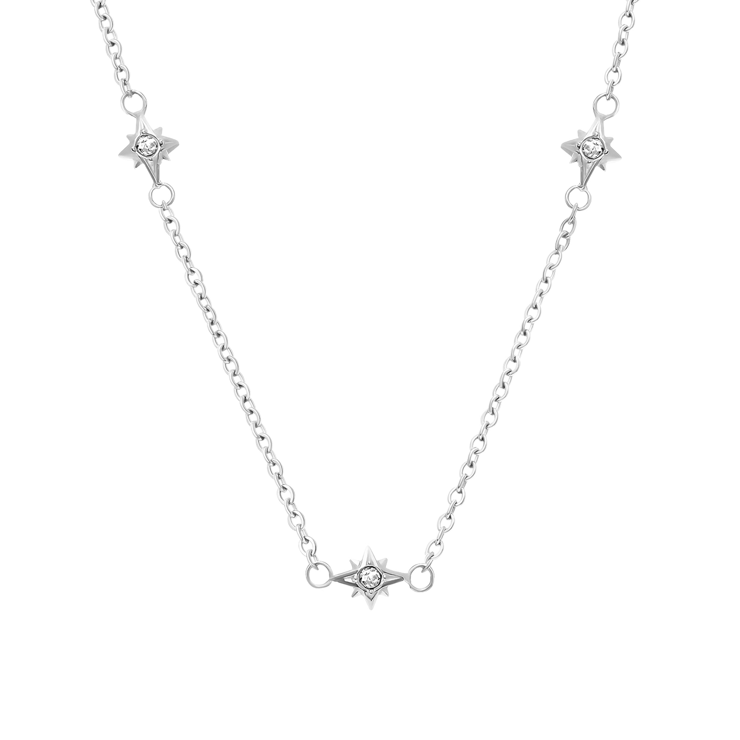 Fingerprint Moon & Star Tag Necklace (Silver)
