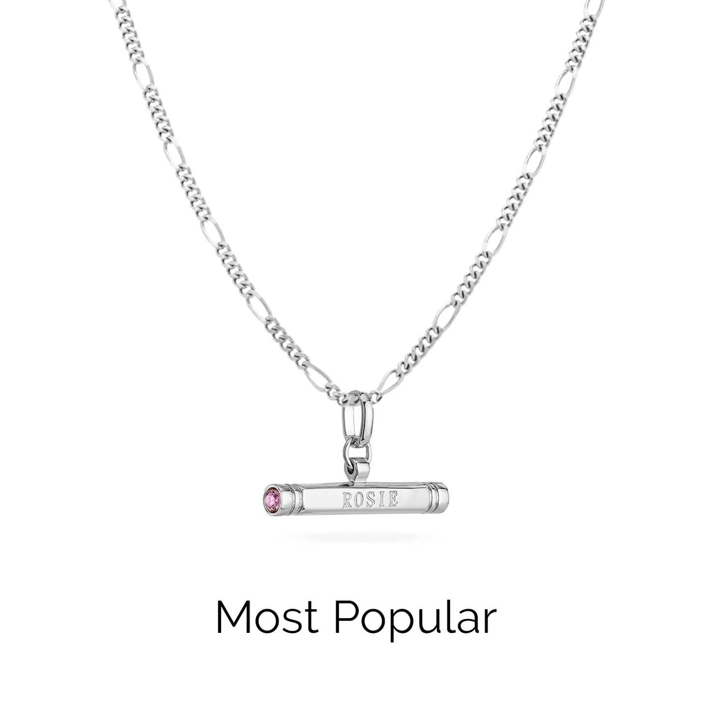 Custom Stamped T-Bar Necklace (Silver)