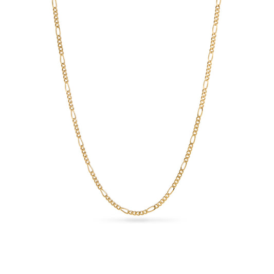 Small Figaro Chain Necklace (Gold) - 16 - 18 in