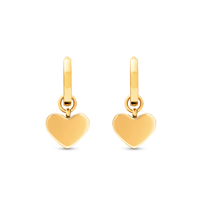 Pale Pink Opal Heart Huggie Earrings (Gold)