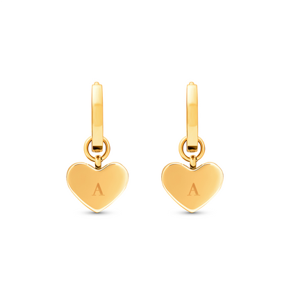 Mint Green Quartz Heart Huggie Earring Set (Gold)