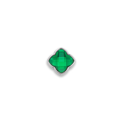 Faceted Birthstone Clover Pendant (Silver)