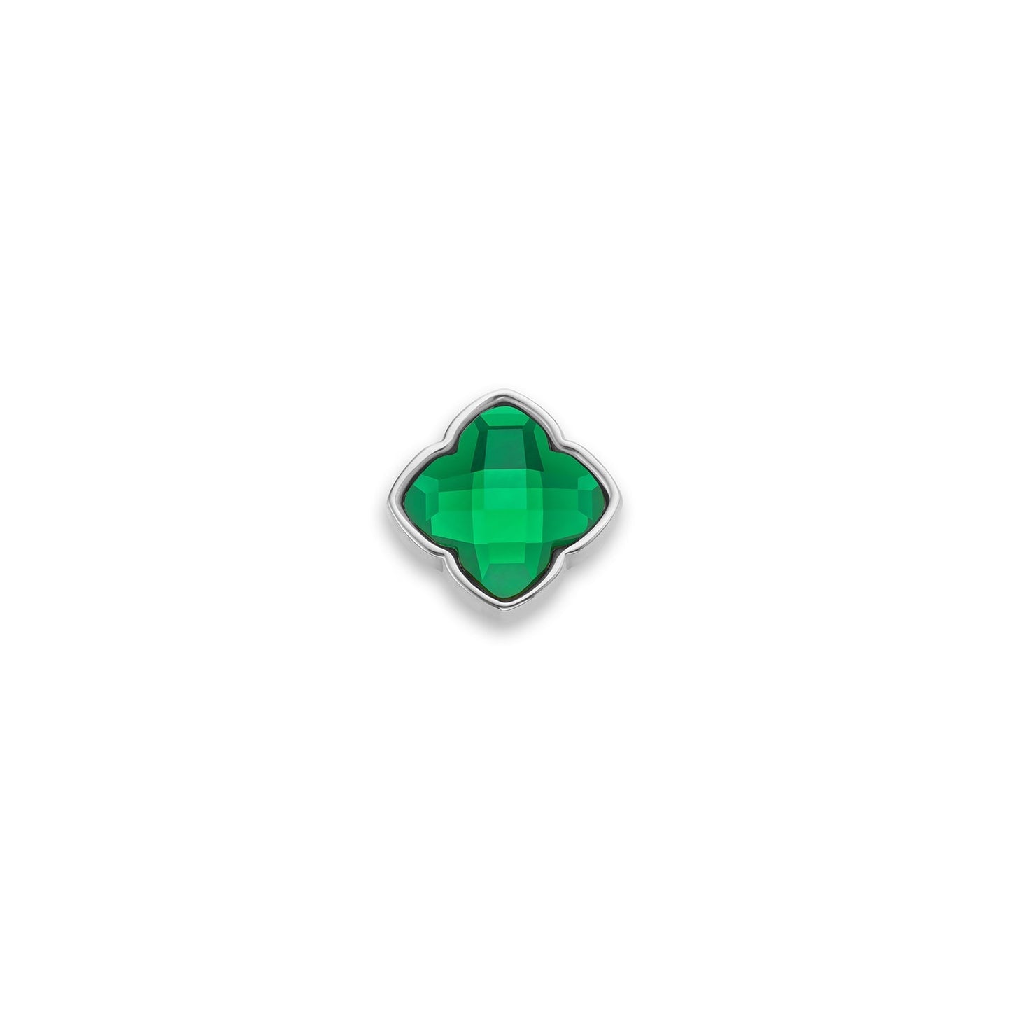 Faceted Birthstone Clover Pendant (Silver)