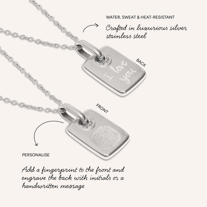 Fingerprint Written In The Stars Tag Necklace (Silver)