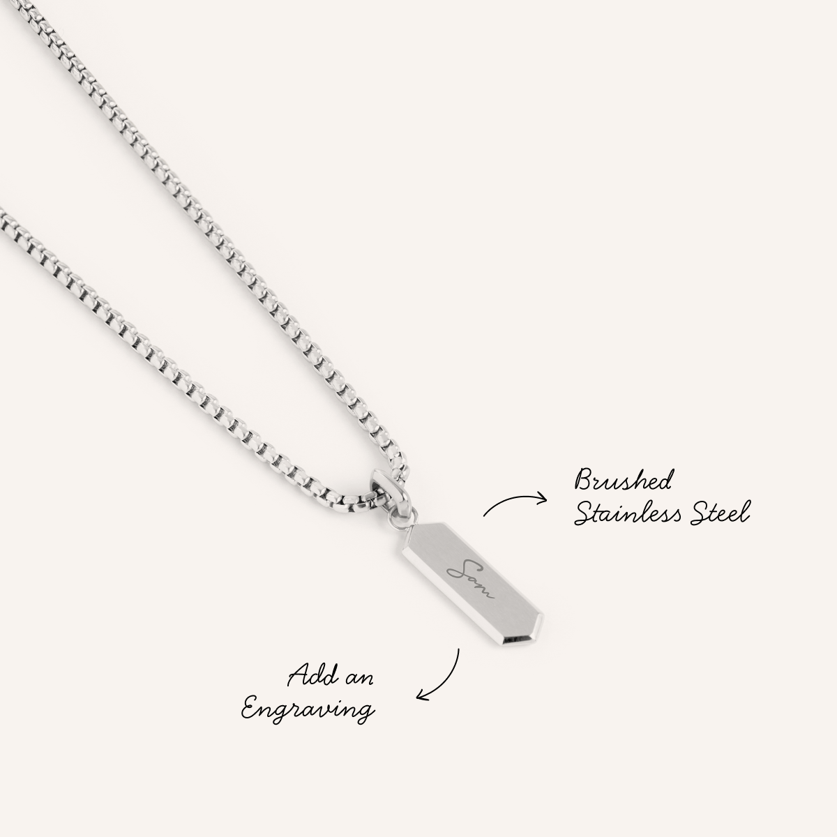 Intersection Engravable Tag Pendant (Silver)