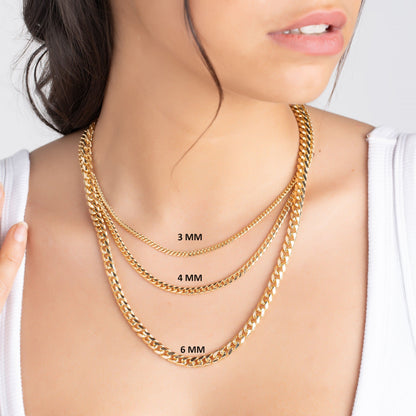 18k Gold Plated Miami Cuban Necklace 3mm Thick