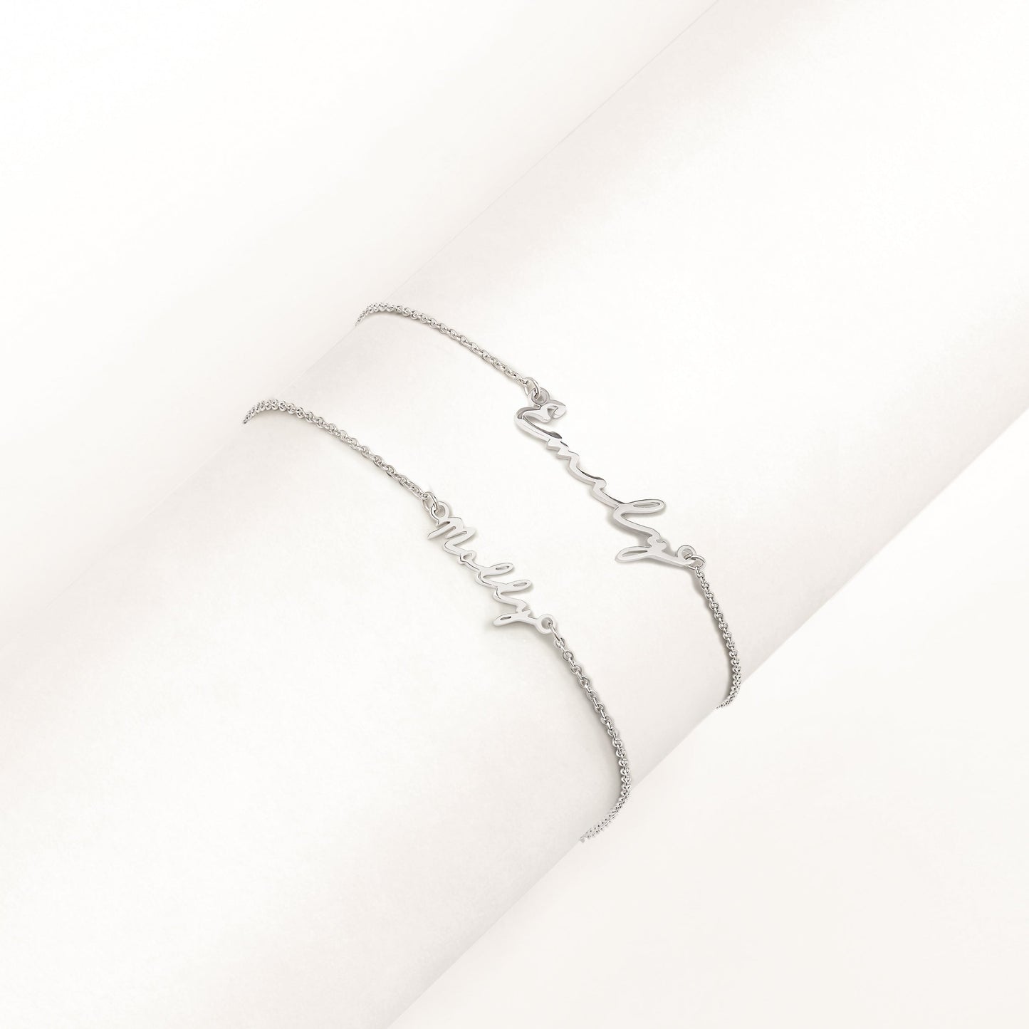 Matching 'Mini & Me' Signature Name Bracelet Set (Silver)