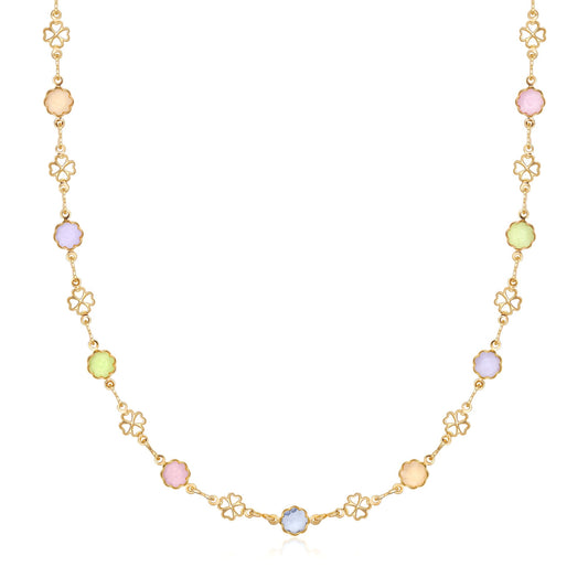 18K Gold Plated Multicolor Flower Necklace