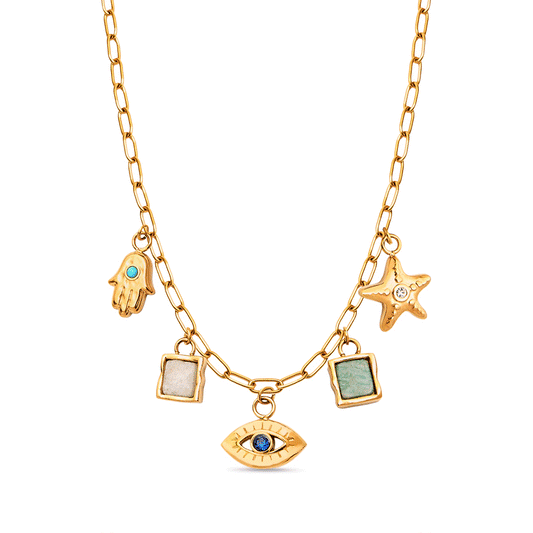 Made Mine Ocean Charm Necklace (Gold)