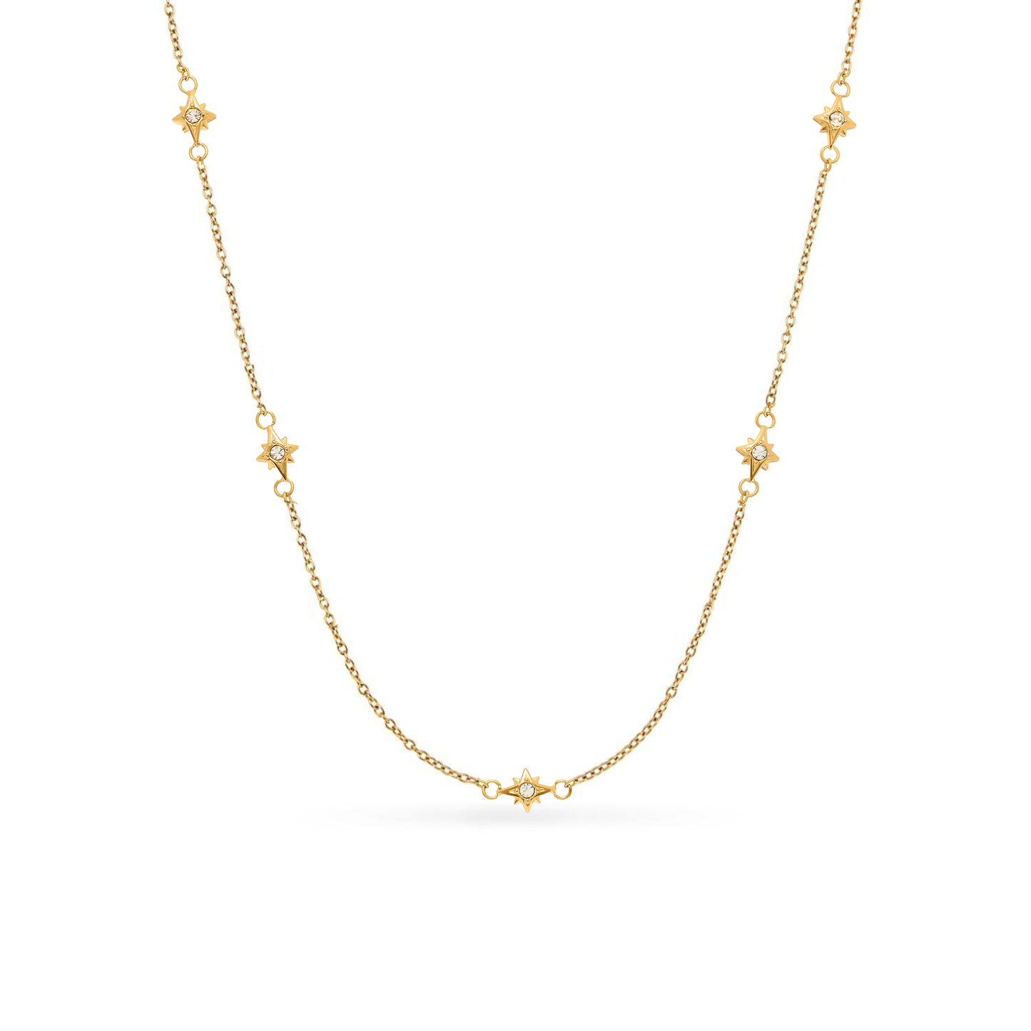 Fingerprint Moon & Star Tag Necklace (Gold)