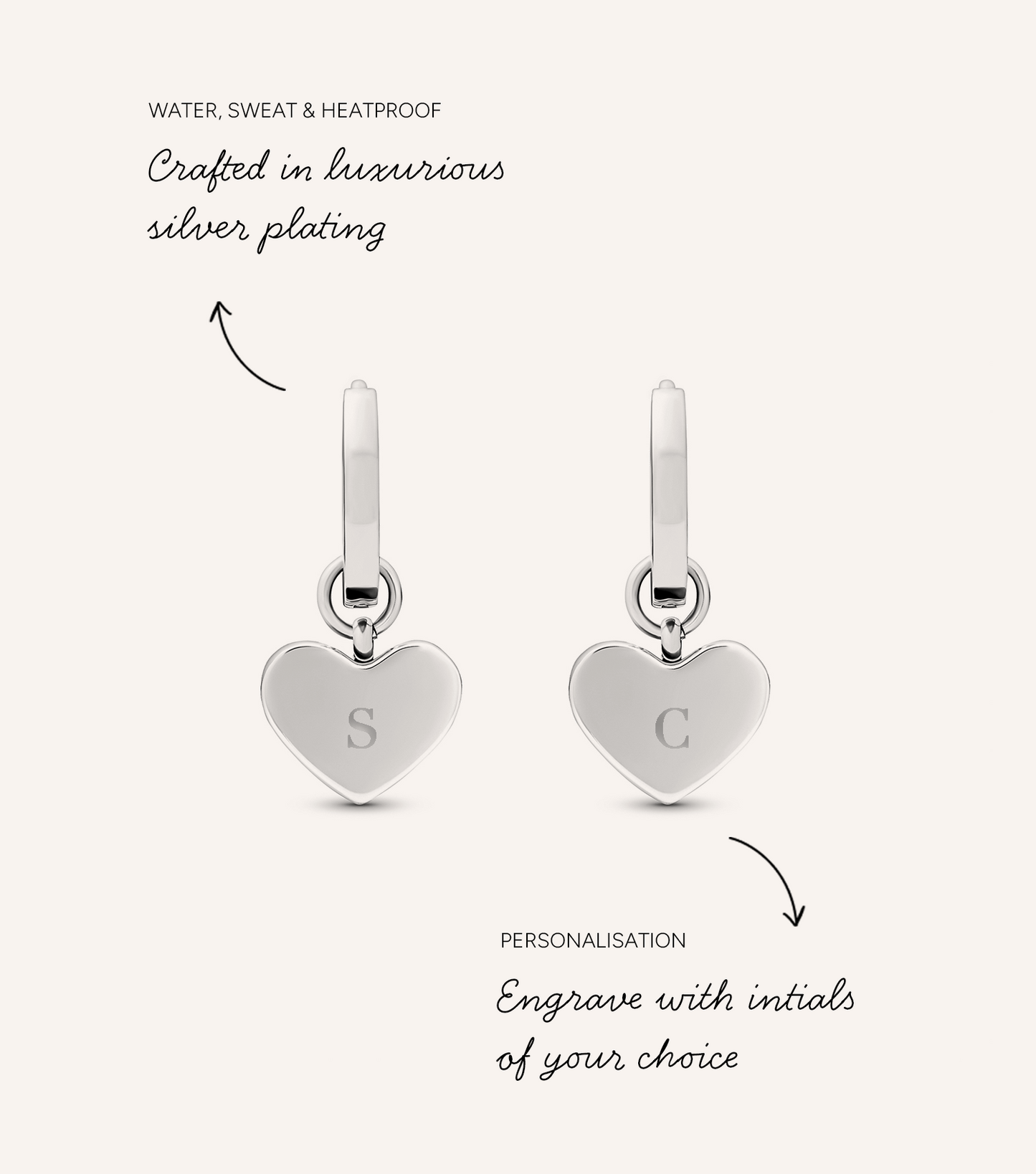 Africa Jade Heart Huggie Earrings (Silver)
