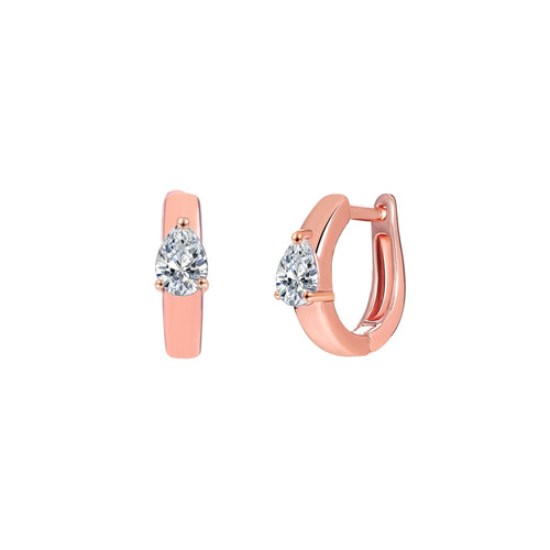 18K Gold Plated Teardrop Cut Crystal Huggie Earrings
