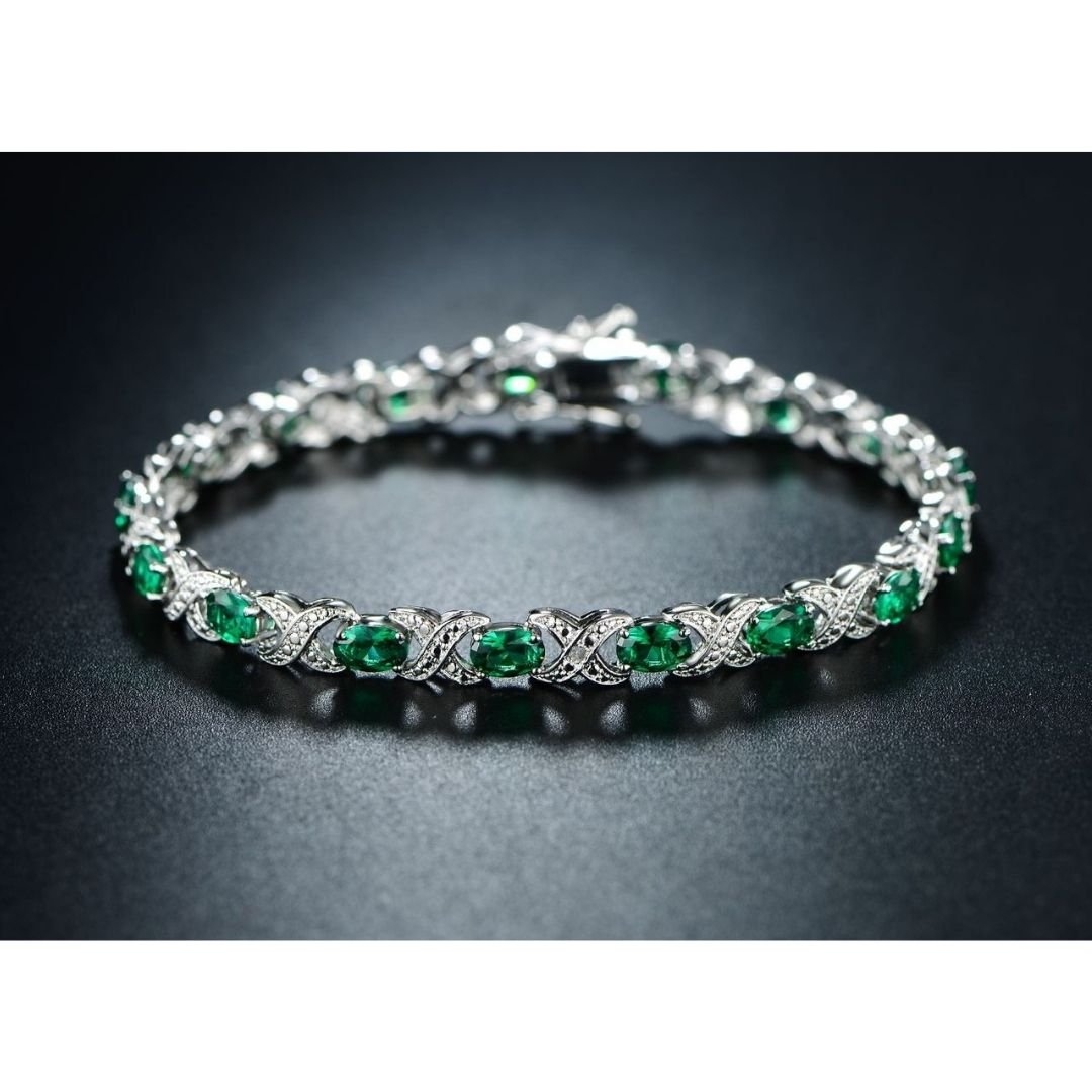 18K White Gold Plated Color Crystal Tennis Bracelet