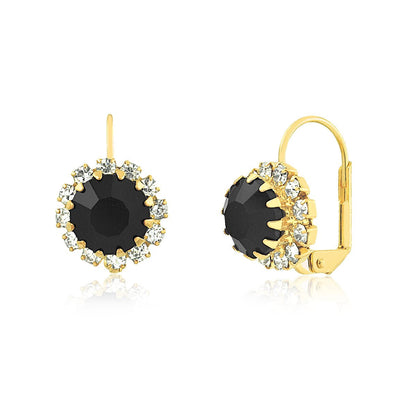 18K Gold Plated Crystal Flower Huggie Earrings